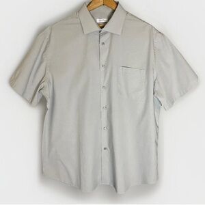 Vintage Calvin Klein Wrinkle Resistant Mens XL Gray Button Up Short Sleeve Shirt